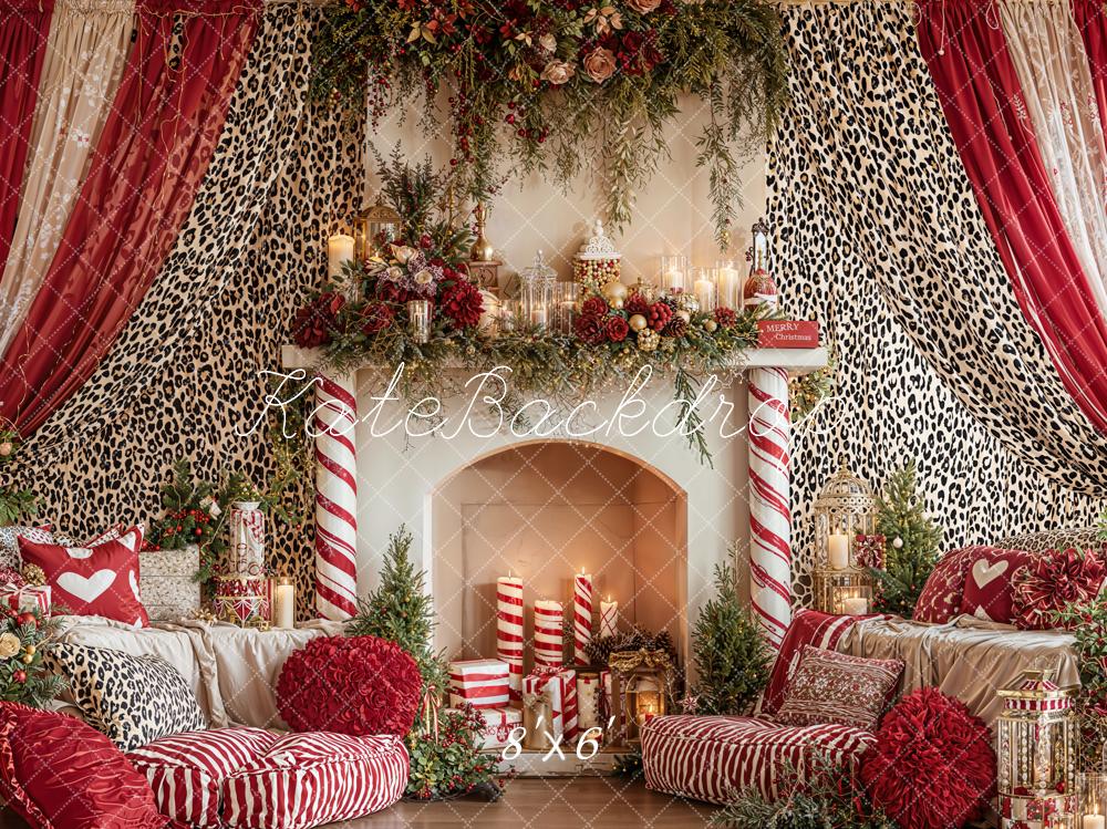 Kate Noël Cheminée Rouge Rideaux Toile de fond en Laine conçue par Emetselch - Kate Backdrop FR
