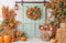 Kate Automne Citrouilles Fleurs Foin Toile de fond en Laine conçue par Emetselch - Kate Backdrop FR