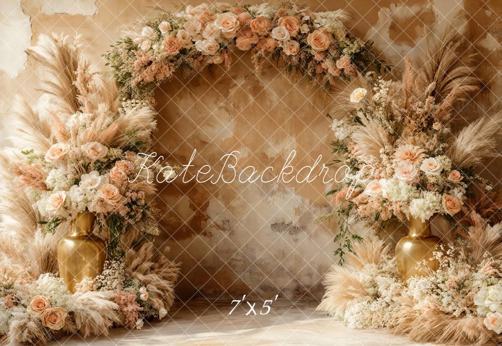 Kate Arc Fleurs Pampas Beige Toile de fond conçue par Emetselch