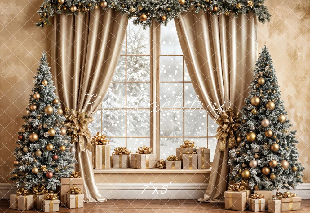 Kate Noël Sapins Fenêtre Cadeaux Toile de fond conçue par Emetselch - Kate Backdrop FR