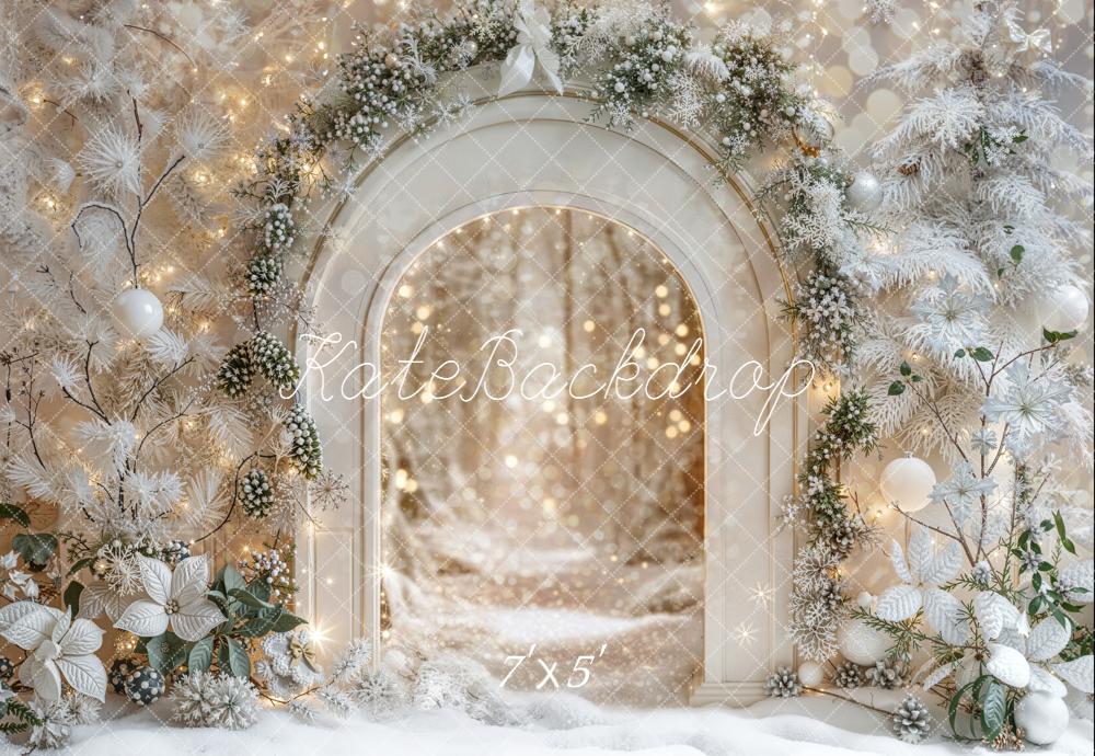 Kate Hiver Arche Neige Lumière Fleurs Toile de fond conçue par Emetselch