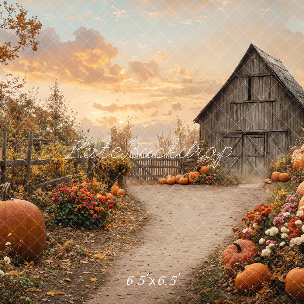 Kate Automne Grange Citrouilles Chemin Toile de fond conçue par Emetselch