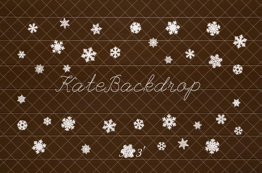Kate Hiver Flocons Bois Marron Sol Toile de fond conçue par Mini MakeBelieve