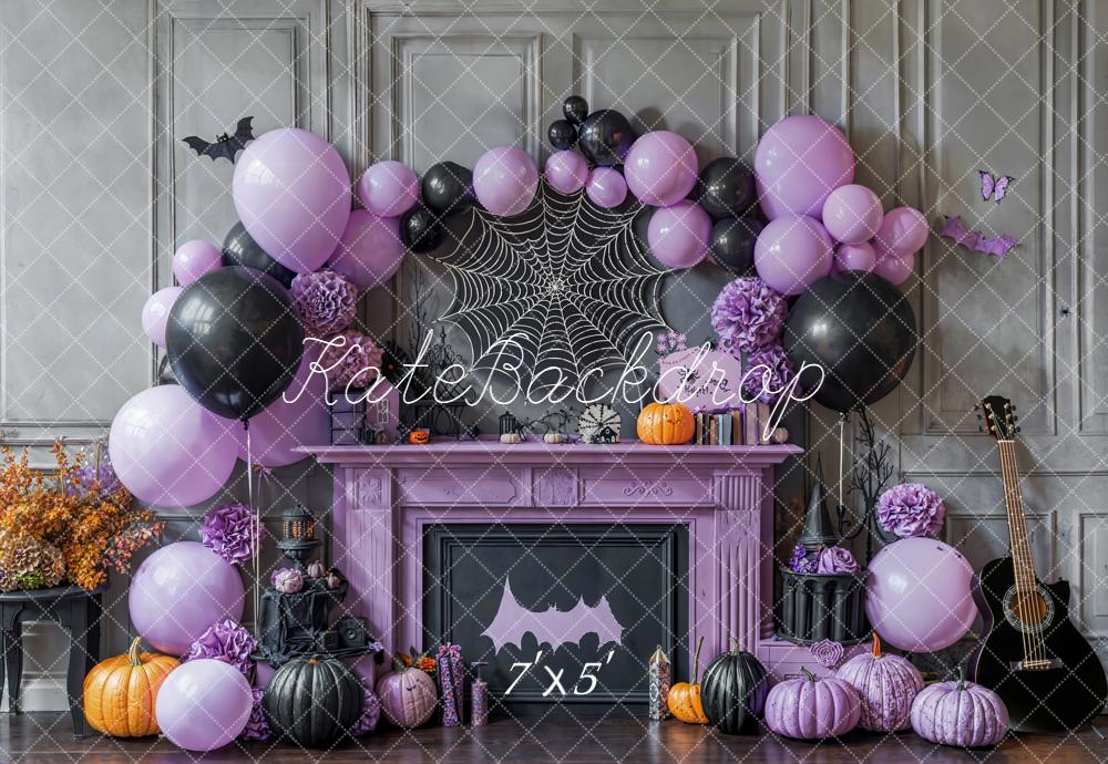 Kate Halloween Ballons Toile d'araignée Violet Toile de fond conçue par Emetselch - Kate Backdrop FR