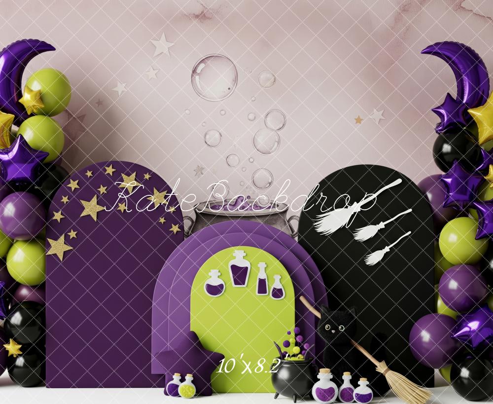 Kate Halloween Sorcellerie Ballons Chat Toile de fond conçue par Patty Roberts