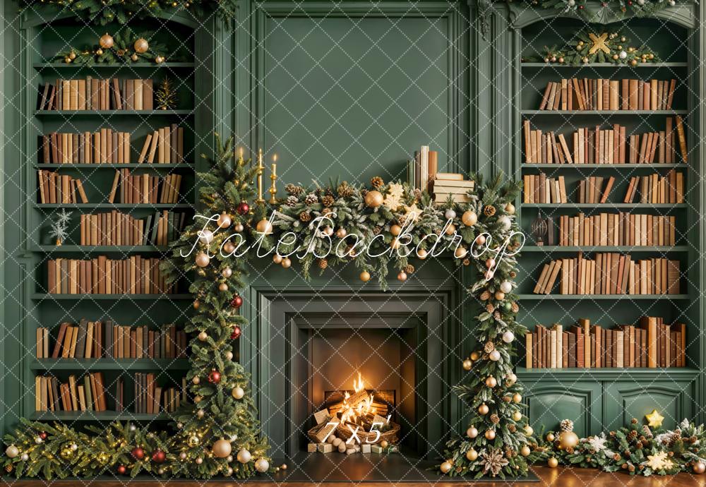 Kate Noël Bibliothèque Cheminée Vert Toile de fond conçue par Emetselch - Kate Backdrop FR