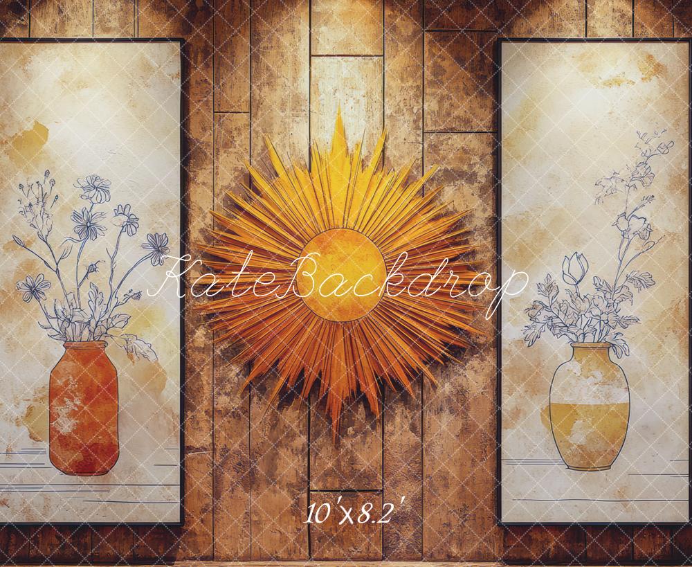 Kate Mur Bois Soleil Vase Cadre Toile de fond conçue par Mini MakeBelieve - Kate Backdrop FR