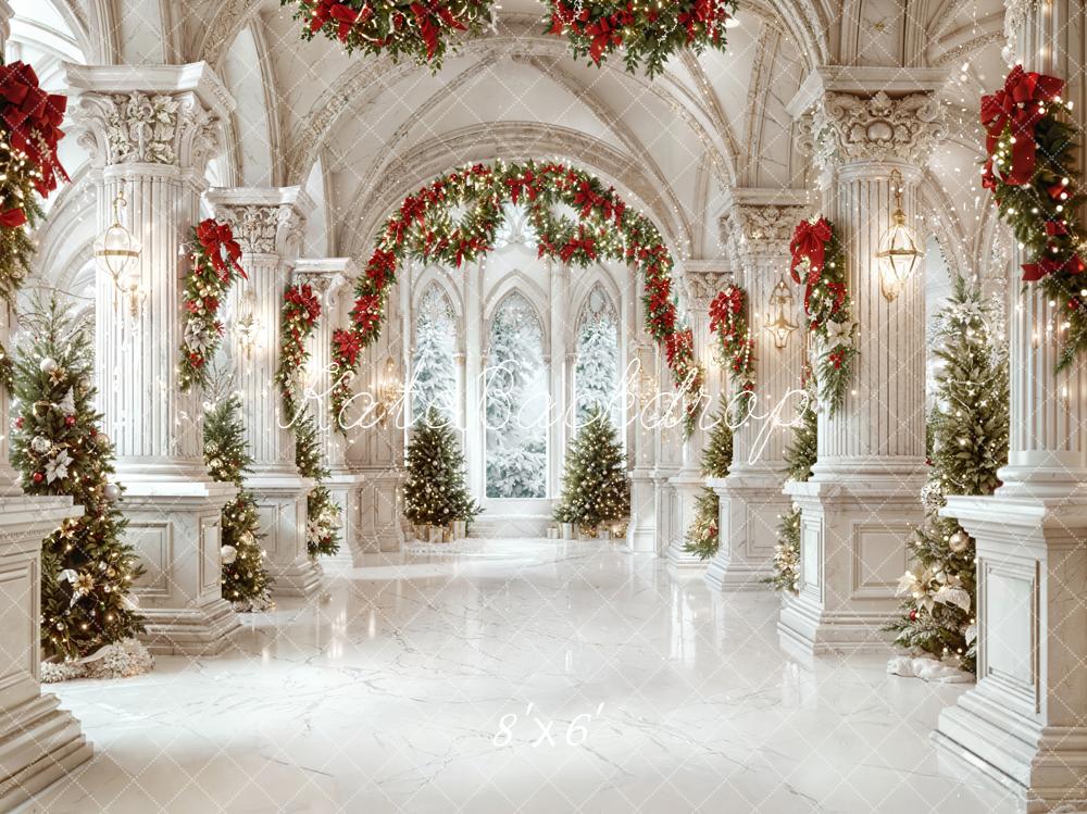 Kate Noël Palais Blanc Arches Sapins Toile de fond en Laine conçue par Emetselch