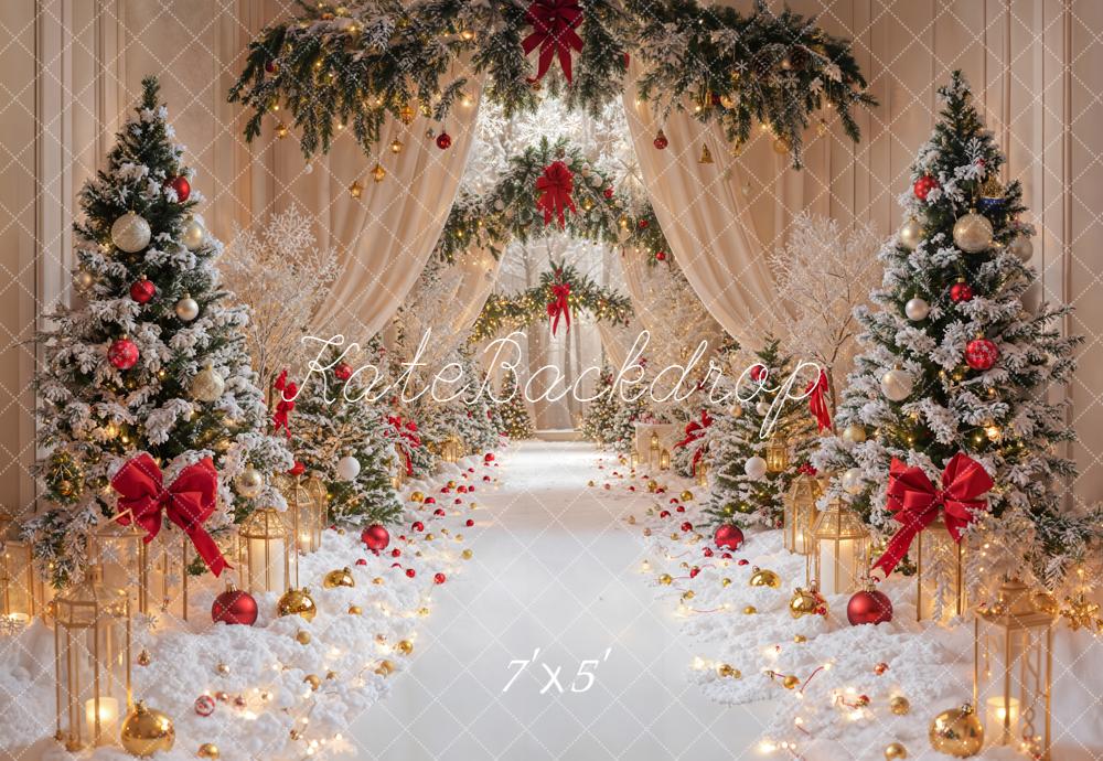 Kate Noël Allée Sapins Décorations Toile de fond conçue par Emetselch - Kate Backdrop FR