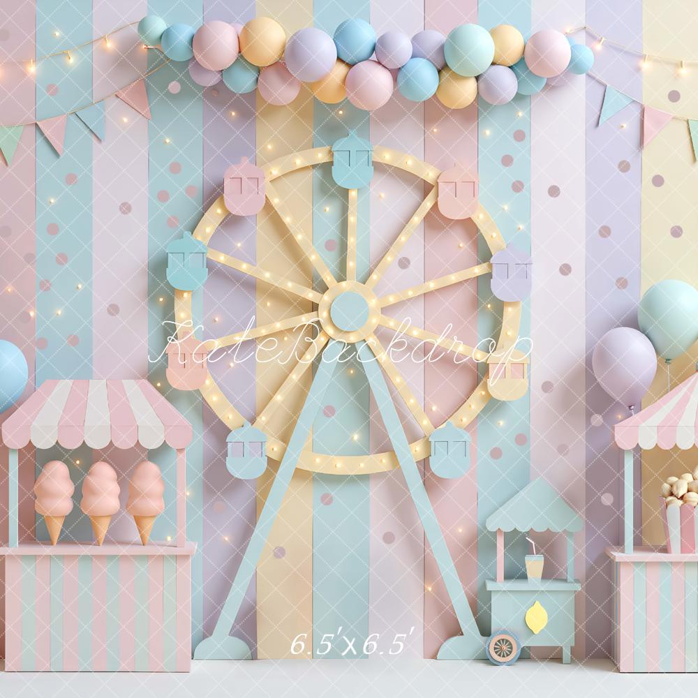 Kate Fête Foraine Grande Roue Stand Pastel Toile de fond conçue par Mini MakeBelieve - Kate Backdrop FR