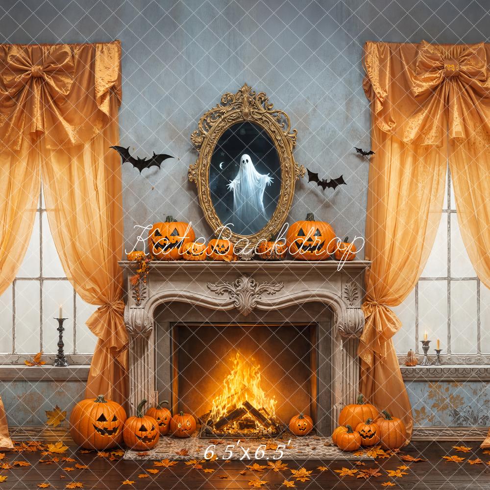 Kate Halloween Cheminée Citrouilles Fantôme Toile de fond conçue par Emetselch - Kate Backdrop FR