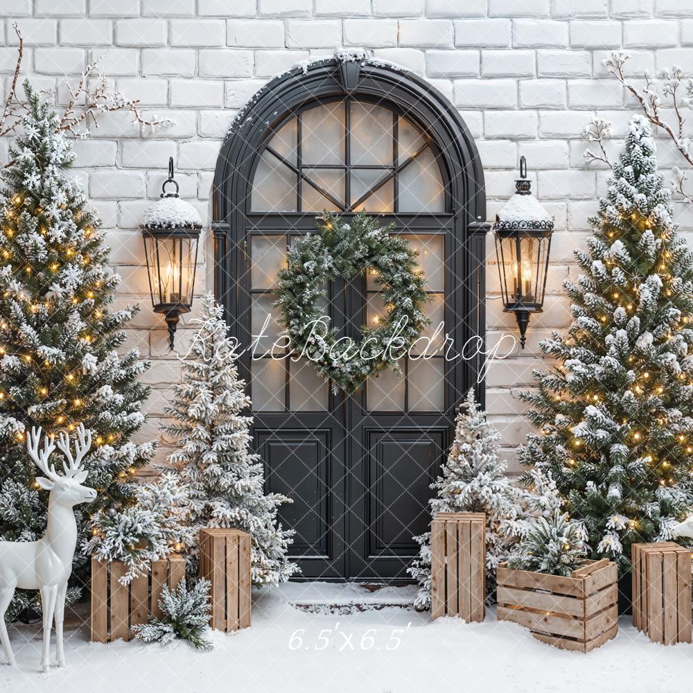 Kate Noël Sapins Porte Cerf Neige Toile de fond conçue par Emetselch