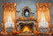 Kate Halloween Cheminée Citrouilles Fenêtre Toile de fond en Laine conçue par Emetselch - Kate Backdrop FR