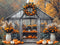 Kate Automne Serre Citrouilles Fleurs Toile de fond conçue par Mini MakeBelieve