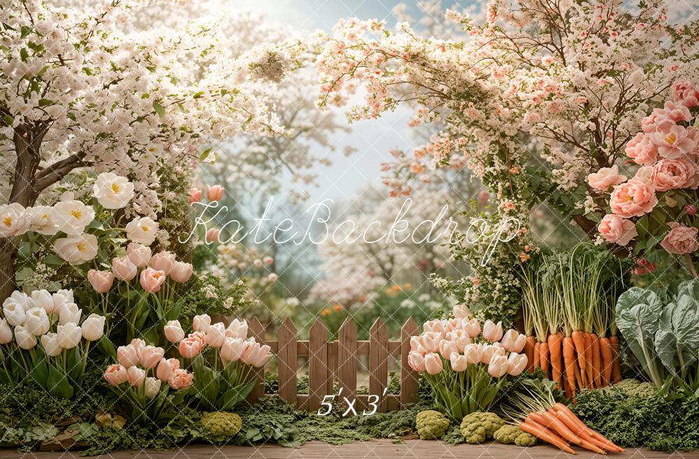 Kate Printemps Fleurs Carottes Jardin Toile de fond conçue par Emetselch