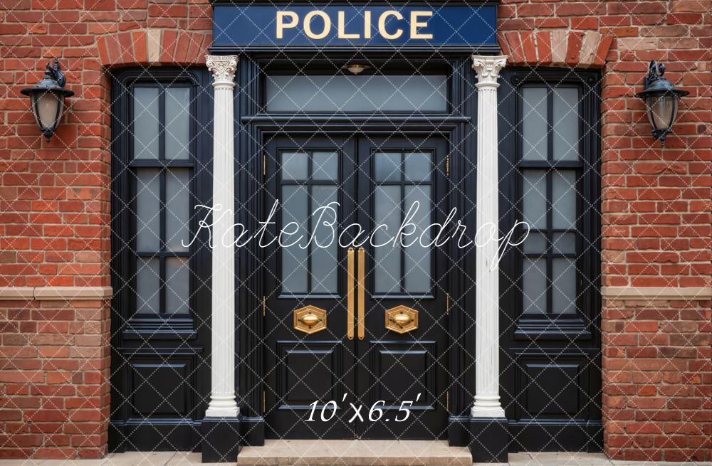 Kate Commissariat Police Façade Briques Toile de fond en Laine conçue par Emetselch