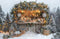 Kate Hiver Marché Neige Sapins Lumière Toile de fond en Laine conçue par Emetselch
