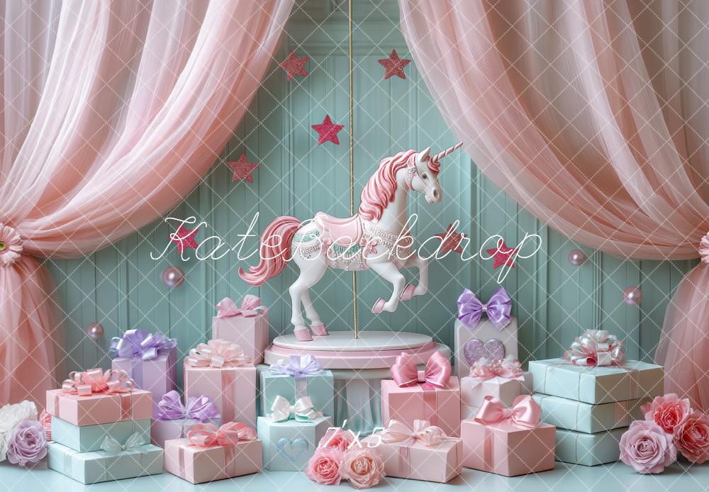Kate Licorne Manège Cadeaux Rideaux Toile de fond conçue par Mini MakeBelieve - Kate Backdrop FR