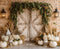 Kate Automne Citrouilles Porte Briques Toile de fond en Laine conçue par Emetselch