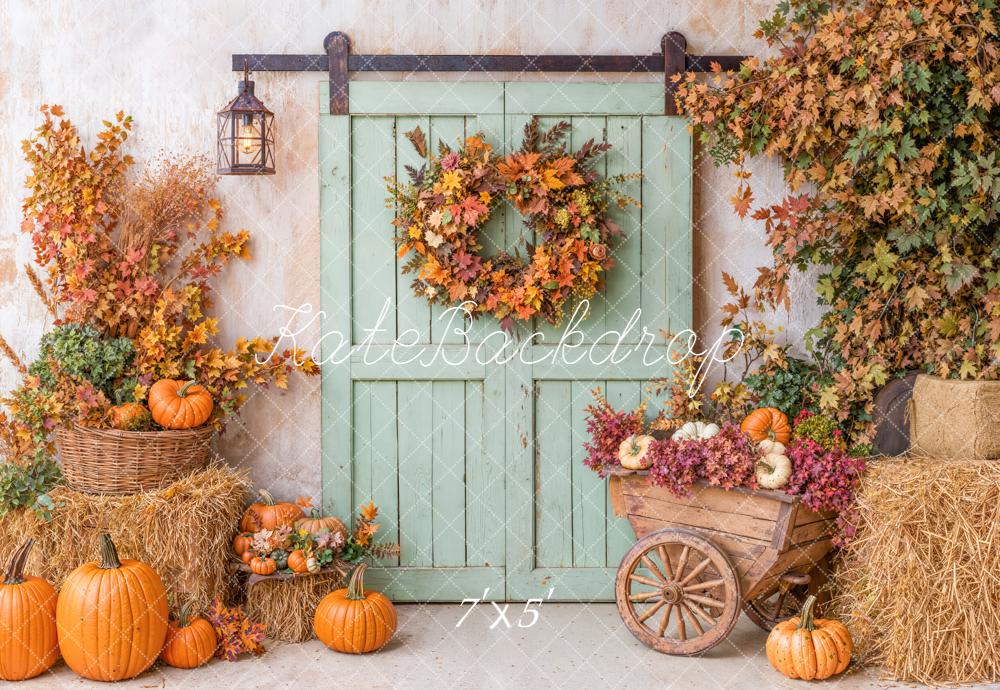 Kate Automne Citrouilles Foin Porte Toile de fond conçue par Emetselch - Kate Backdrop FR