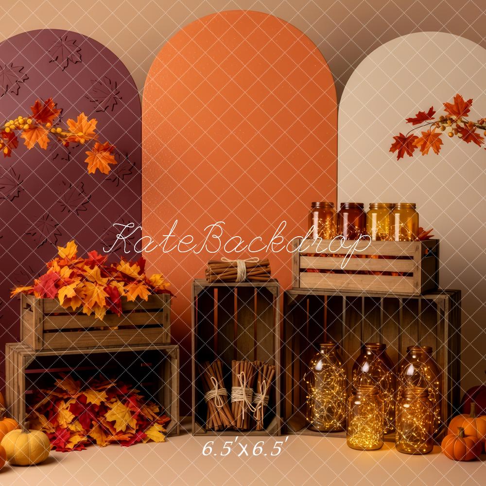 Kate Automne Citrouilles Feuilles Caisses Arches Toile de fond conçue par Patty Roberts