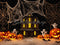 Kate Halloween Maison Citrouilles Toiles Araignées Toile de fond conçue par Patty Roberts