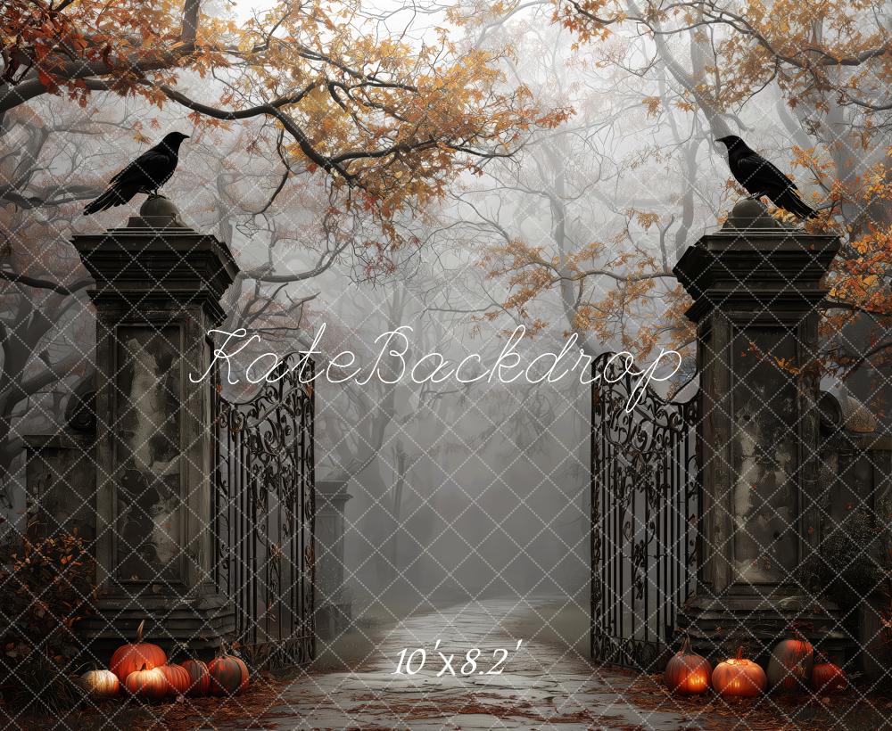 Kate Halloween Portail Corbeaux Citrouilles Toile de fond conçue par Patty Roberts