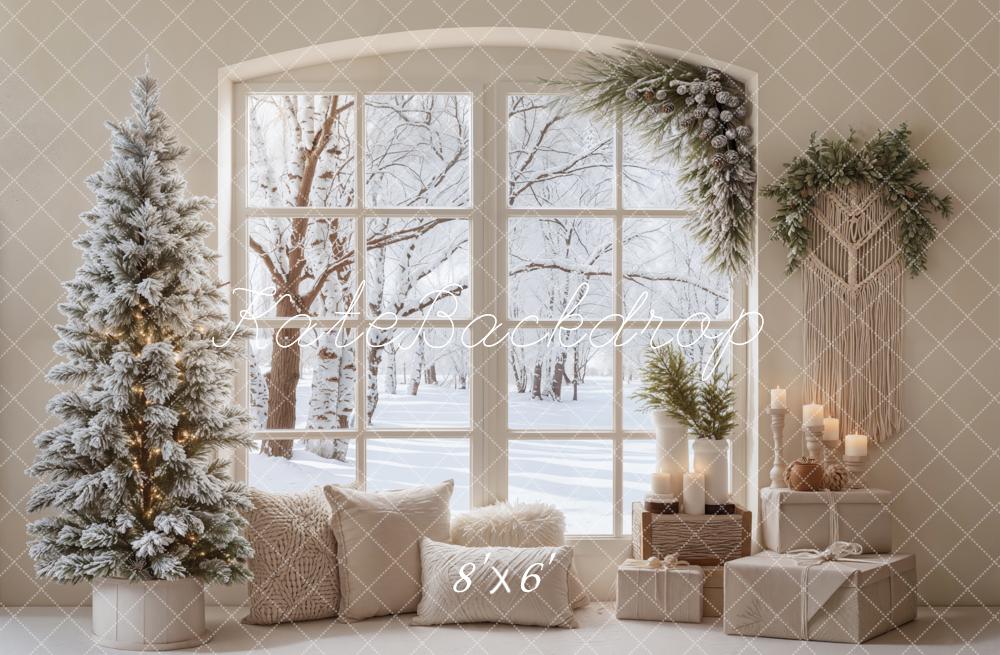 Kate Hiver Sapin Fenêtre Décor Toile de fond en Laine conçue par Emetselch - Kate Backdrop FR