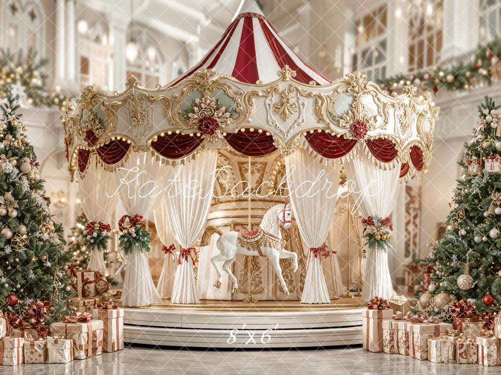 Kate Carrousel Sapin Cadeaux Noël Toile de fond en Laine conçue par Emetselch - Kate Backdrop FR