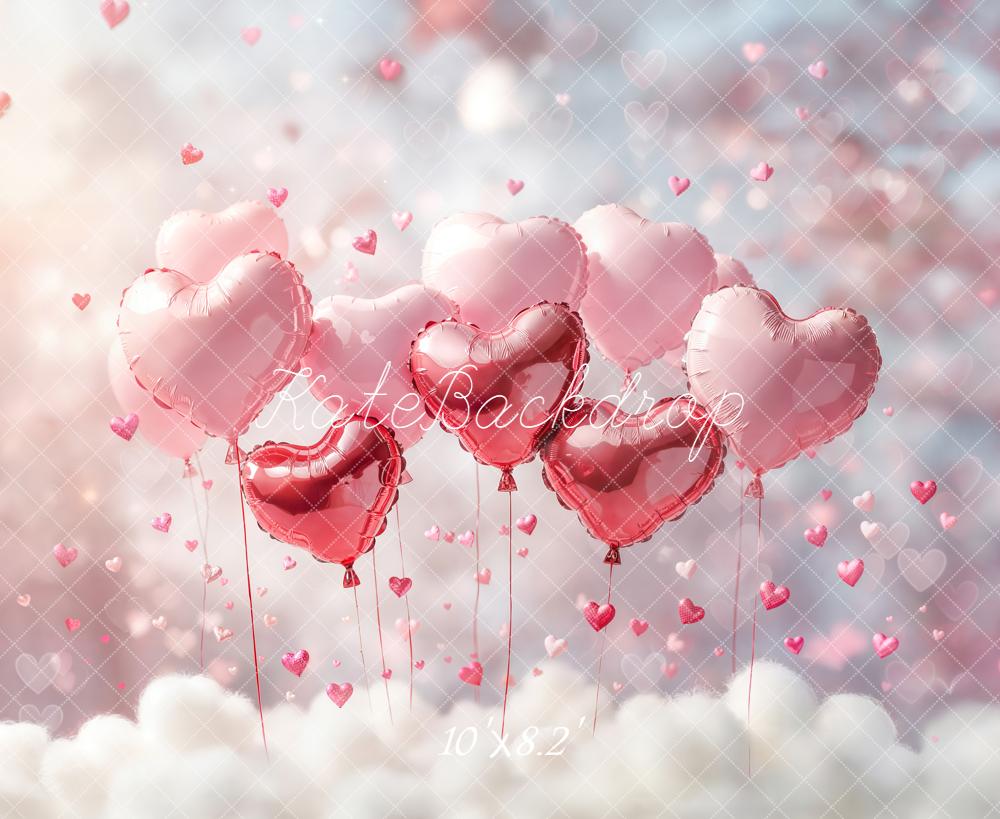 Kate La Saint Valentin Ballons Cœurs Nuages Toile de fond conçue par Emetselch - Kate Backdrop FR