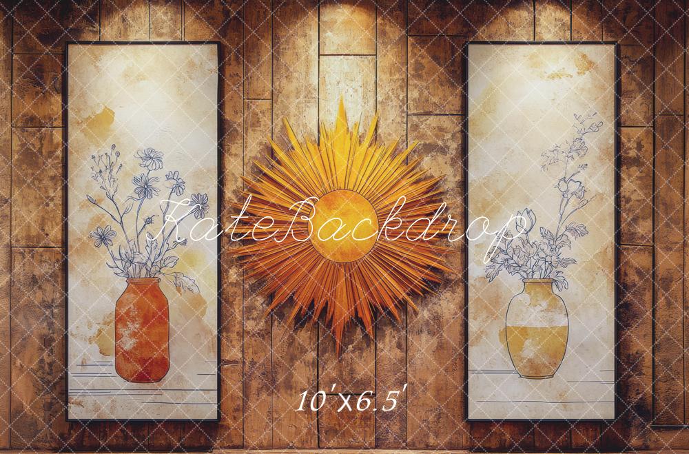 Kate Mur Bois Soleil Vase Cadre Toile de fond conçue par Mini MakeBelieve - Kate Backdrop FR