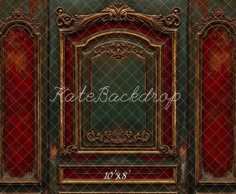 Kate Architecture Cadre Ornemental Rouge Toile de fond en Laine conçue par Emetselch - Kate Backdrop FR
