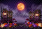 Kate Halloween Citrouilles Lune Lanternes Toile de fond conçue par Patty Roberts