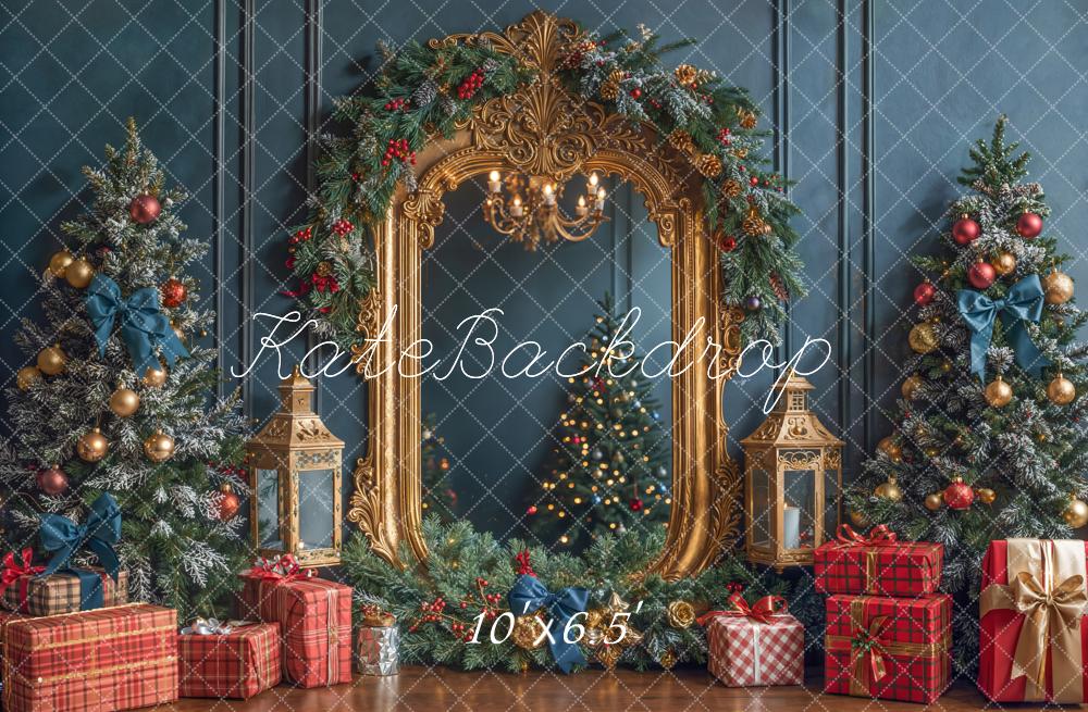 Kate Noël Sapins Miroir Lanternes Toile de fond en Laine conçue par Emetselch - Kate Backdrop FR