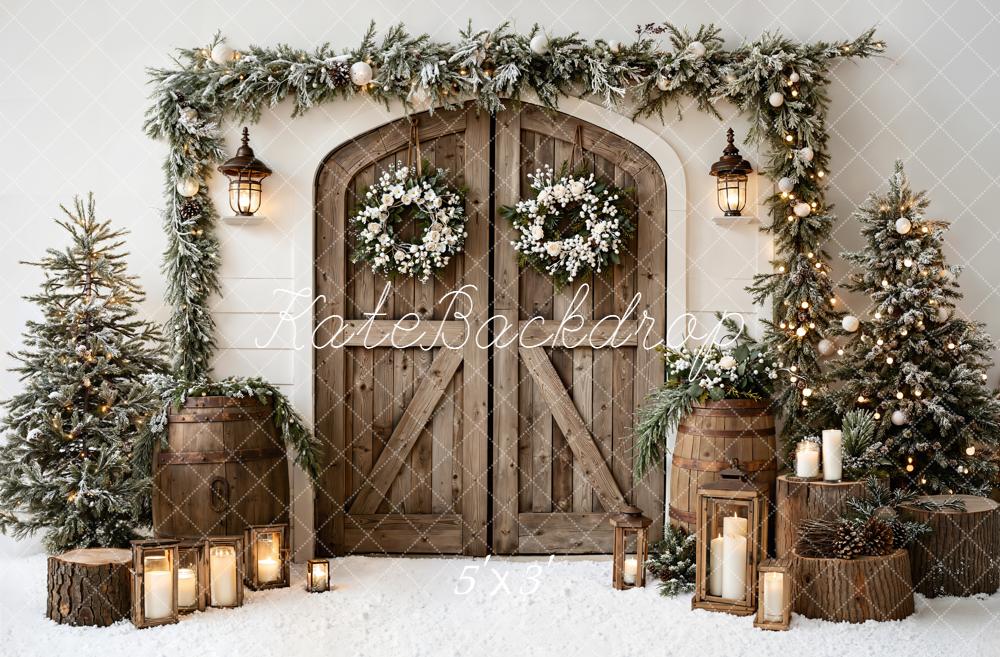 Kate Hiver Porte Bois Lanternes Toile de fond conçue par Emetselch