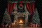 Kate Noël Cheminée Sapins Rideaux Toile de fond conçue par Emetselch - Kate Backdrop FR