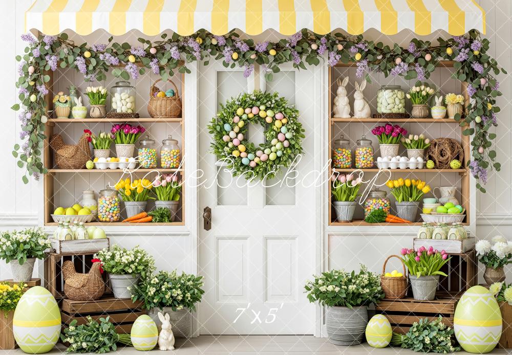 Kate Pâques Maison Fleurs Œufs Toile de fond conçue par Patty Roberts