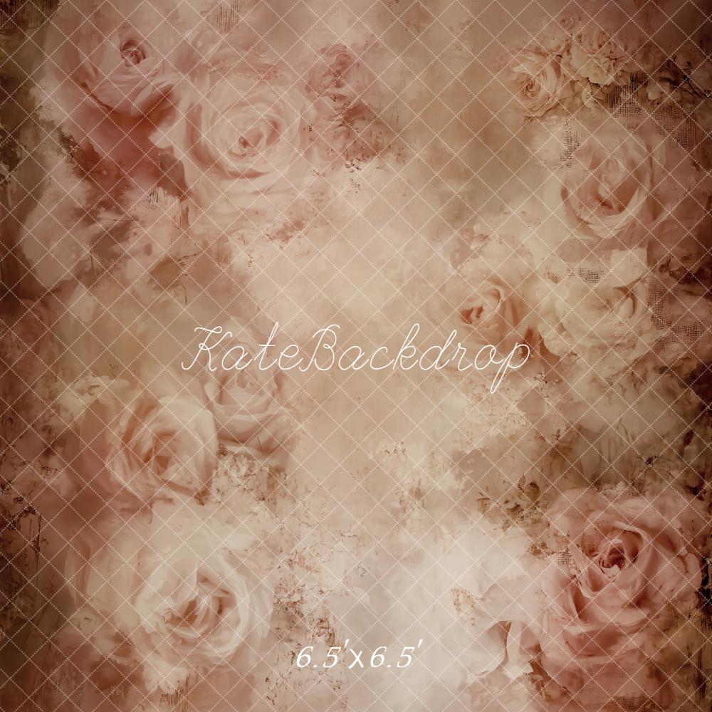 Kate Fleurs Roses Beige Vintage Toile de fond conçue par Emetselch - Kate Backdrop FR