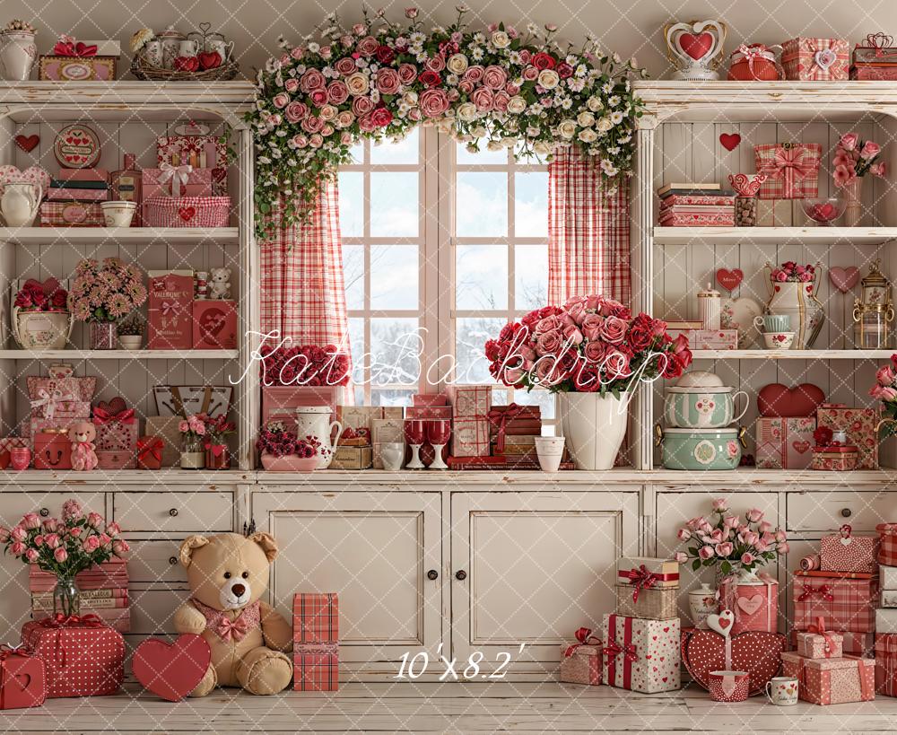 Kate La Saint Valentin Fleurs Cadeaux Toile de fond en Laine conçue par Emetselch - Kate Backdrop FR
