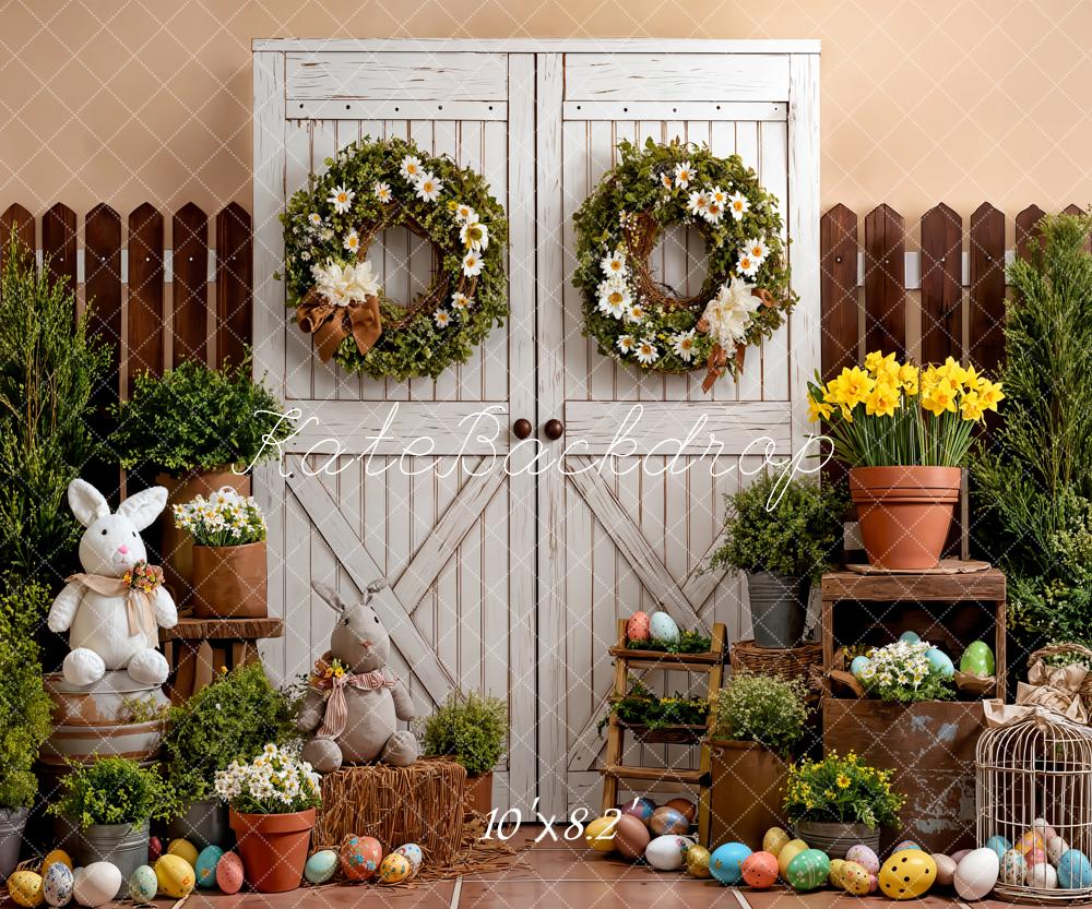 Kate Pâques Lapin Œufs Fleurs Toile de fond en Polar conçue par Emetselch - Kate Backdrop FR