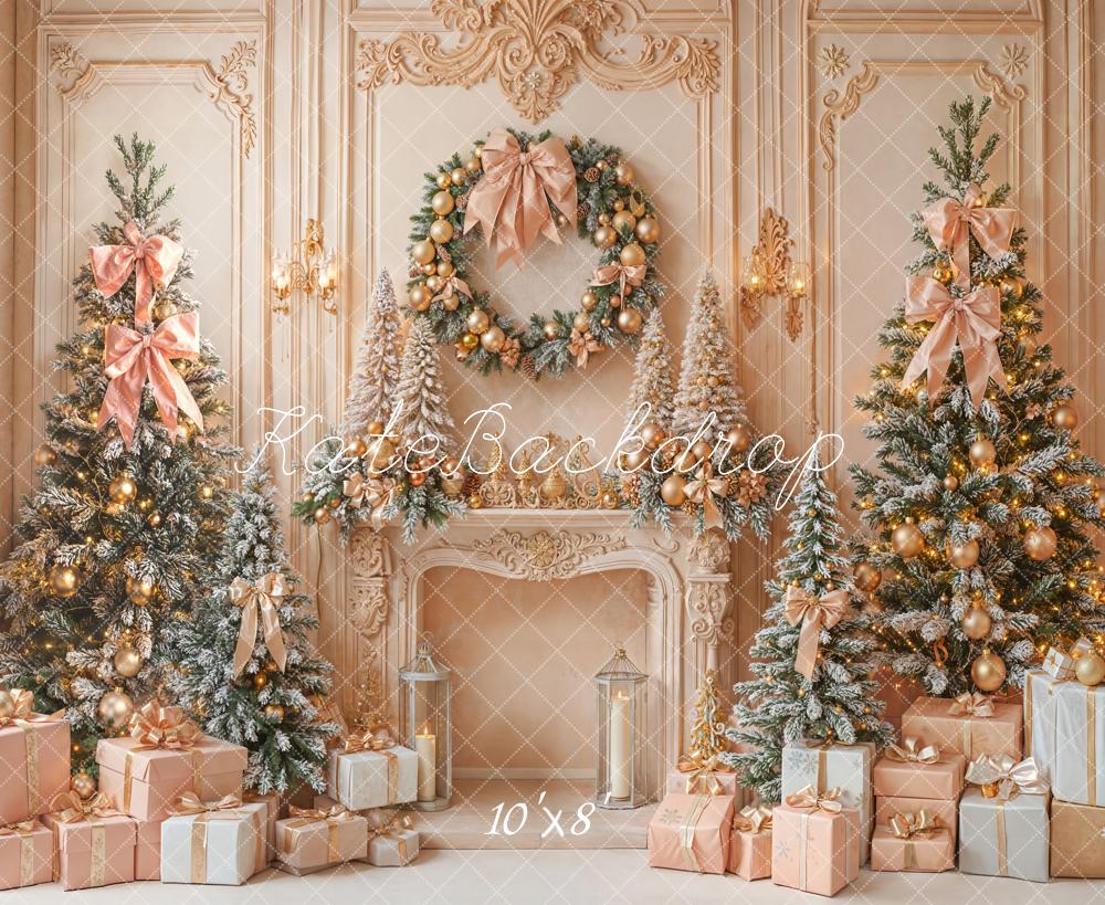 Kate Noël Sapins Cheminée Cadeaux Toile de fond en Laine conçue par Emetselch - Kate Backdrop FR