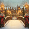 Kate Noël Pont Lampadaires Maisons Neige Toile de fond conçue par Emetselch - Kate Backdrop FR