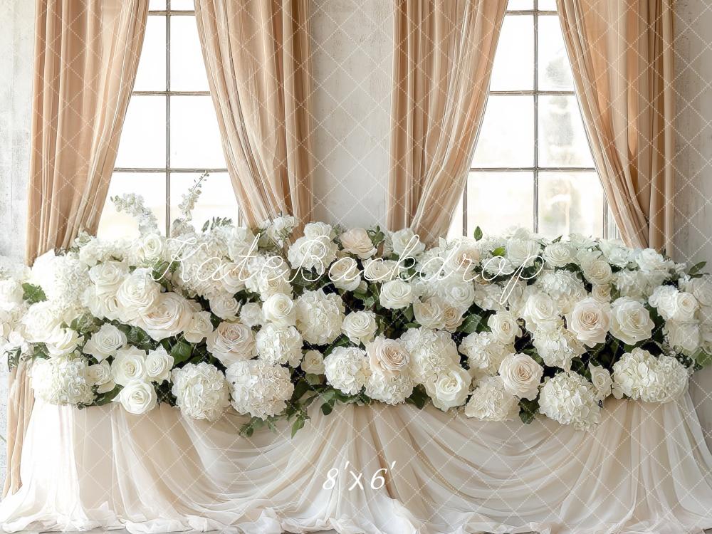 Kate Mariage Fleurs Blanches Fenêtre Toile de fond conçue par Mini MakeBelieve - Kate Backdrop FR