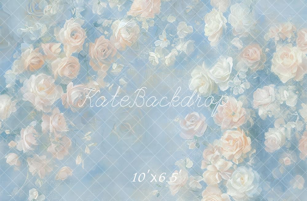 Kate Fleurs Roses Bleu Pastel Toile de fond conçue par GQ