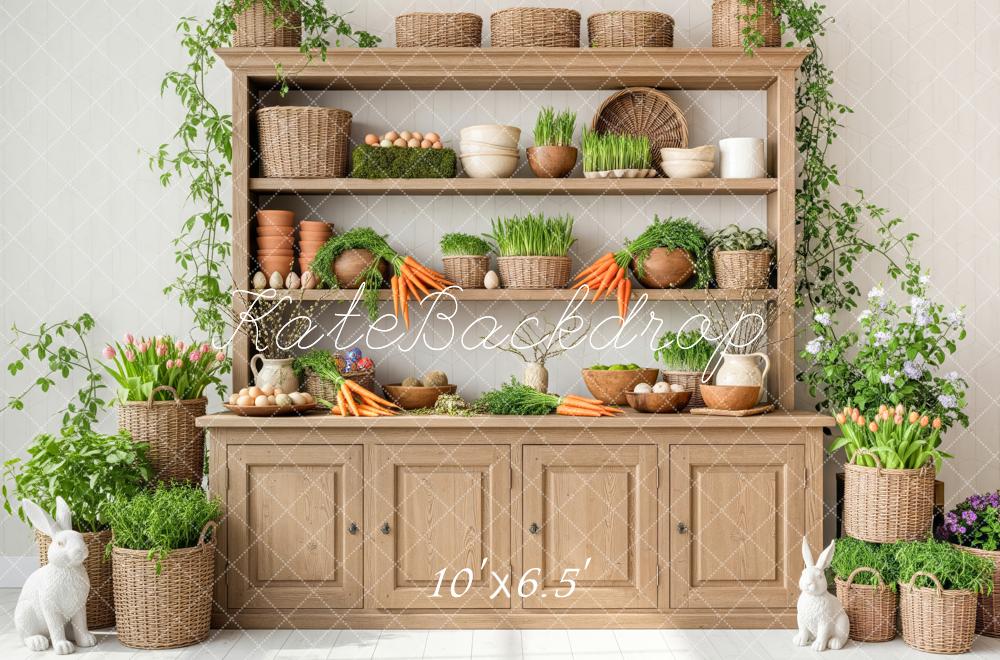 Kate Printemps Lapin Légumes Paniers Toile de fond conçue par Patty Roberts