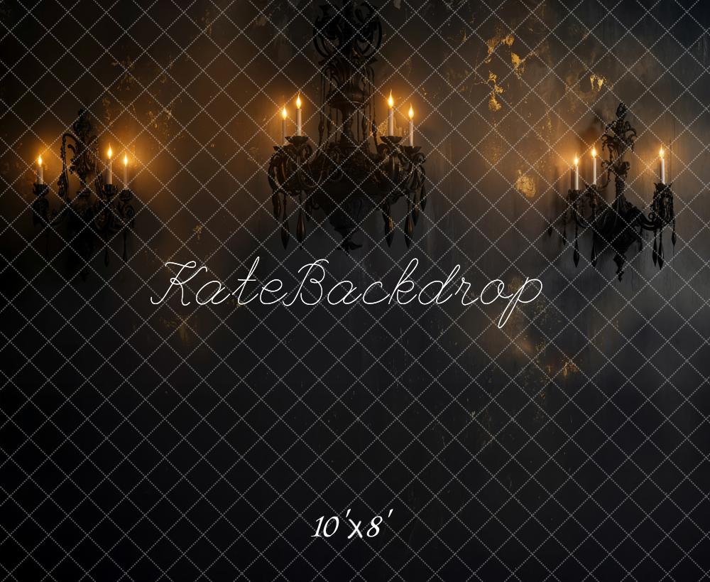Kate Halloween Chandelier Mur Noir Toile de fond en Laine conçue par Emetselch - Kate Backdrop FR