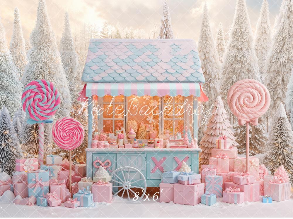 Kate Hiver Bonbons Cadeaux Forêt Toile de fond conçue par Emetselch