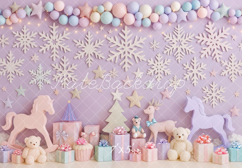 Kate Noël Flocons Cadeaux Licorne Pastel Toile de fond conçue par Patty Roberts