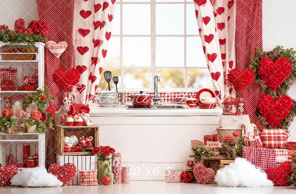 Kate Saint Valentin Cuisine Cœurs Toile de fond en Polar conçue par Emetselch - Kate Backdrop FR