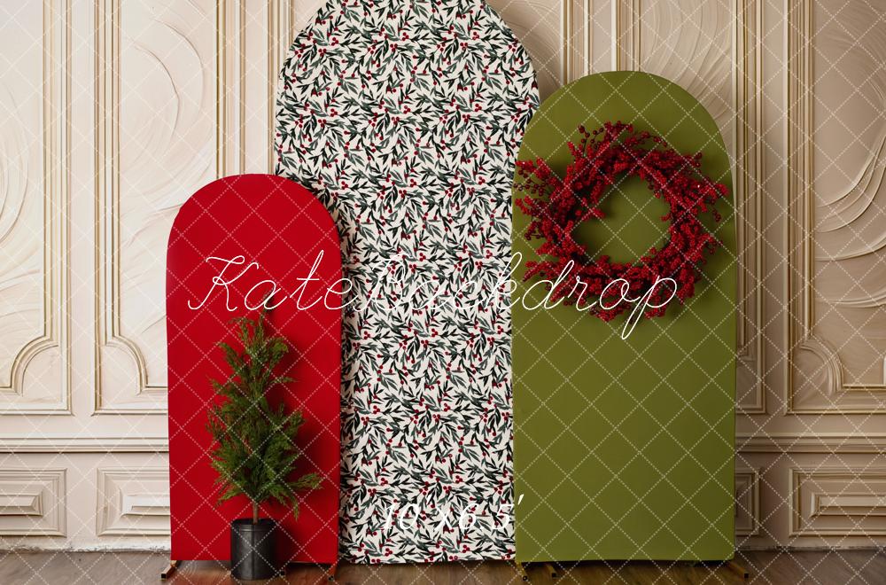 Kate Noël Sapin Couronne Arche Rouge Toile de fond conçue par Mandy Ringe